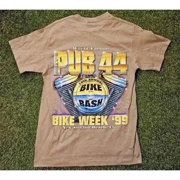 Vintage 1999 Bike Week Pub 44 Bike Bash Harley Biker Pocket Tee VTG Medium USA - Picture 1 of 6